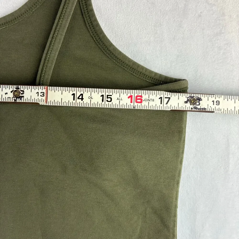 Y2K Isabella Bird Crop Spaghetti Strap Tank W/Bra Shelf Women’s XL Green Floral